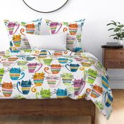 cat - percy cat large - funny watercolor cats - cute colorful cat fabric and wallpaper