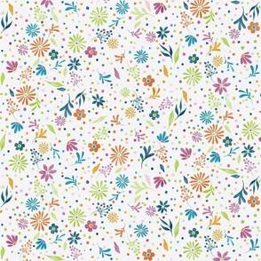 cute watercolor floral - percy cat coordinate - colorful flower and leaf - lovely watercolor floral fabric and wallpaper