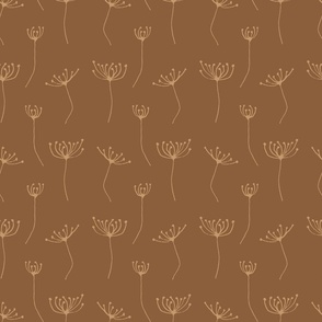(L) 6" x 8.5" Warm minimalism agapanthus dead heads light warm brown on medium warm brown -03