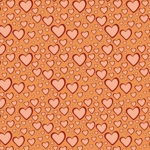 Teeny Love Hearts Tiny Patterns Pink on Orange