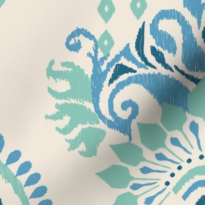 (2x) Diamond Ikat Damask | Aquastone - ‘2024 SW Blues & Greens Anthology’ Palette Coordinate