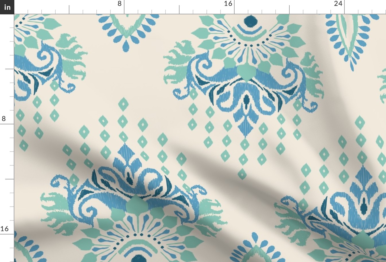 (2x) Diamond Ikat Damask | Aquastone - ‘2024 SW Blues & Greens Anthology’ Palette Coordinate