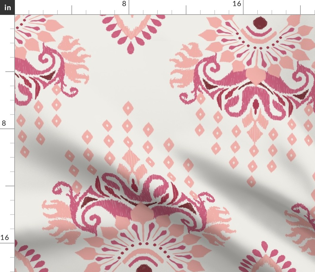 (2x) Diamond Ikat Damask | Youthful Coral - ‘2024 SW Reds & Purples Anthology’ Palette Coordinate