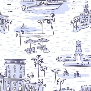 Palm Beach toile small pattern blue and white
