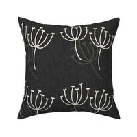 Dandelions Black Linen | Hand Drawn