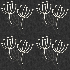 Dandelions Black Linen | Hand Drawn