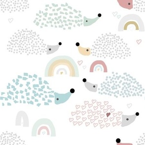 Medium hedgehog rainbows / dots / hearts / animals