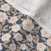 (s) Swirling ditsy daisies in neutral beige and dusky blue