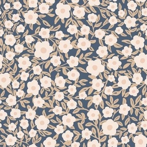 (s) Swirling ditsy daisies in neutral beige and dusky blue