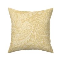 beautiful floral ornate paisley warm sunny yellow and pastel yellow - large scale