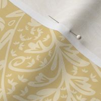 beautiful floral ornate paisley warm sunny yellow and pastel yellow - large scale