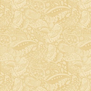 beautiful floral ornate paisley warm sunny yellow and pastel yellow - medium scale