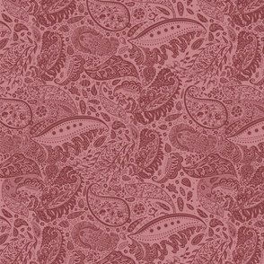 beautiful floral ornate paisley pottery red and mauve - medium scale