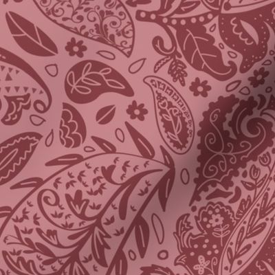 beautiful floral ornate paisley pottery red and mauve - large scale