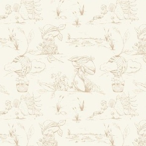 Whimsical Woodland Toile (Beige and Brown) (Small Scale) (5.25"/6")