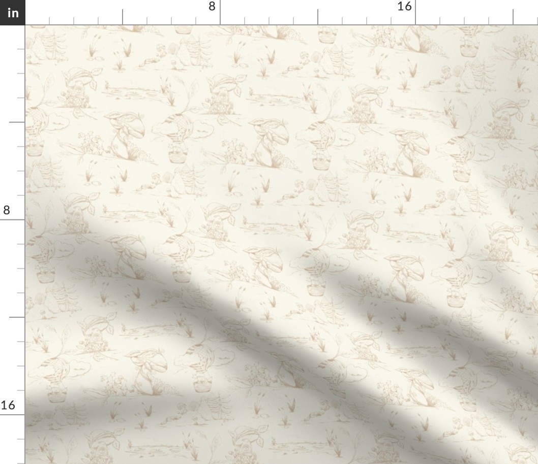 Whimsical Woodland Toile (Beige and Brown) (Small Scale) (5.25"/6")