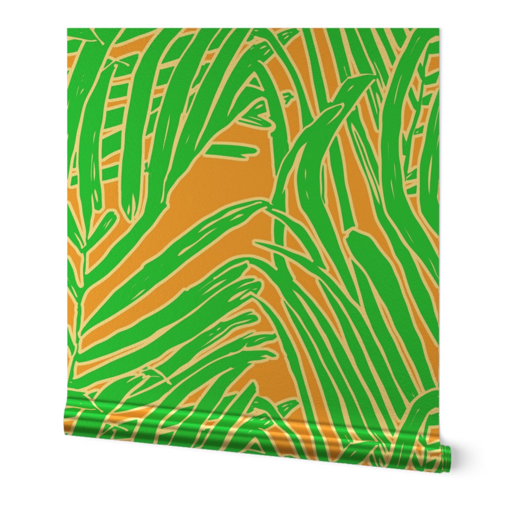 Cabanarama Palms on Saffron Wallpaper - New