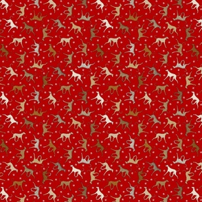 Tiny Trotting Azawakh and paw prints - red