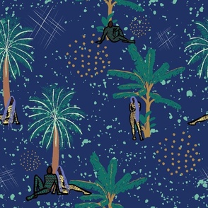 Night in Eden - tropical night scene with abstract figures
