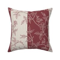 Cherry Blossom Heritage neutral off-white and dark red /  Pottery Red  -  medium scale