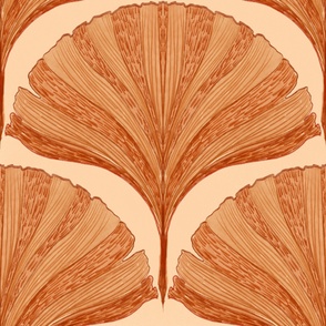 Warm Minimalism Orange Ginkgo Leaves-Jumbo Large Scale