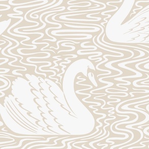 Swan Lake - light latte, large scale by Cecca Designs