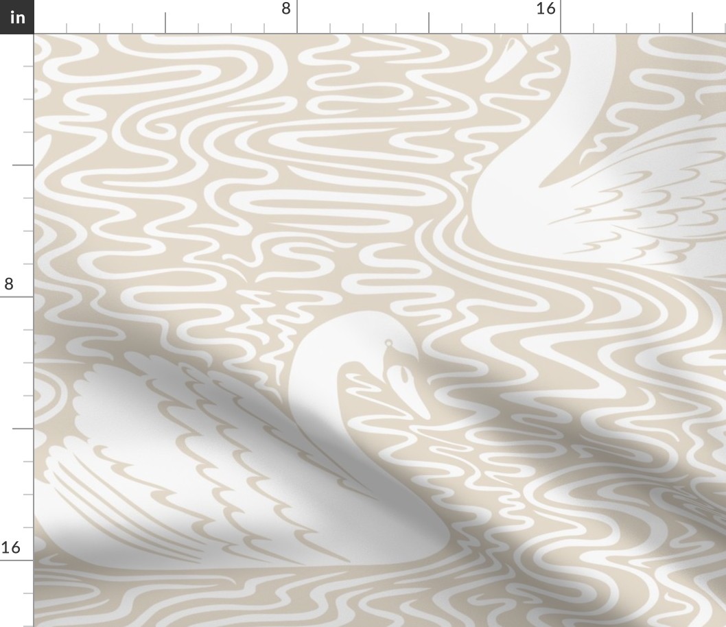 Swan Lake - light latte, large scale by Cecca Designs