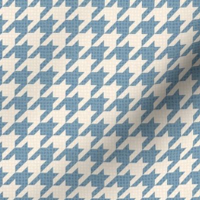 Houndstooth Linen - Mountain Stream Wedgewood Blue and Cream