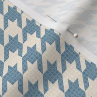 Houndstooth Linen - Mountain Stream Wedgewood Blue and Cream