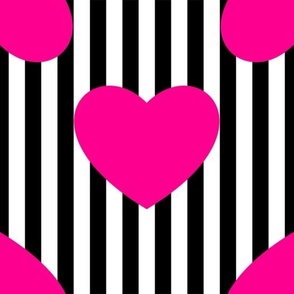 valentines pink hearts striped retro