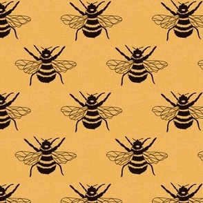 bumble bee on yellow linen