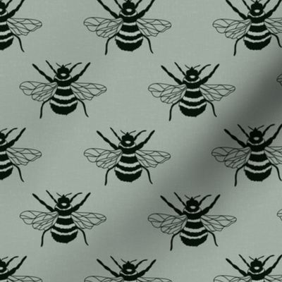 Bumble bee on Sage linen