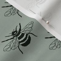 Bumble bee on Sage linen