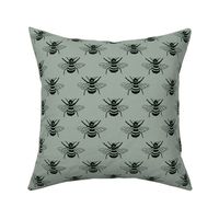 Bumble bee on Sage linen