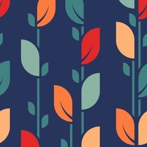 MidMod Retro Climbing Vines and Leaves - Dark Blue