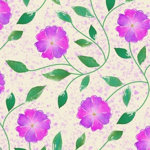 XL-Purple Floral Vines on Cream