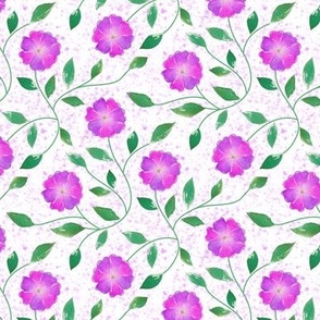 Small-Purple Floral Vines on White