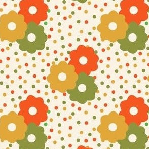 70's Ditsy Daisy and Dots in Cream