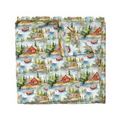 10.81 Inch Quilt Square-Lake Life Boating Cabins Lake Houses