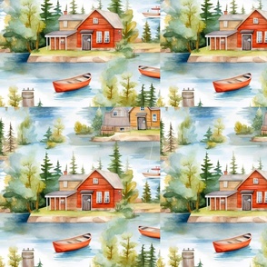 10.81 Inch Quilt Square-Lake Life Boating Cabins Lake Houses