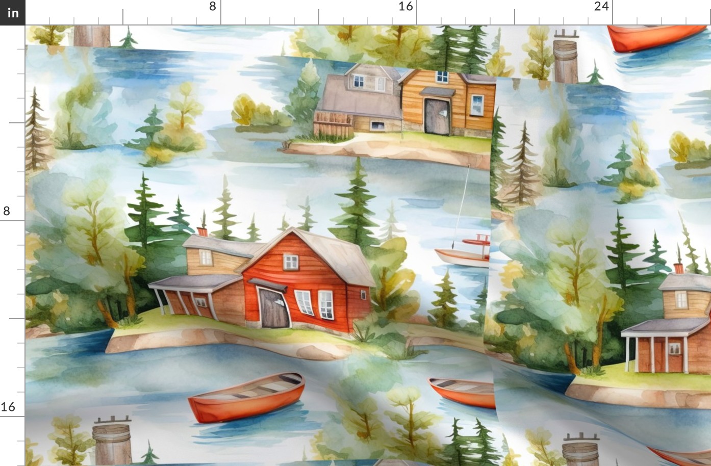 18inch Quilt Square -Lake Life Boating Cabins Lake Houses