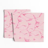 Warm minimalist daffodils in elegant timeless blush baby pink with subtle linen texture (large scale)