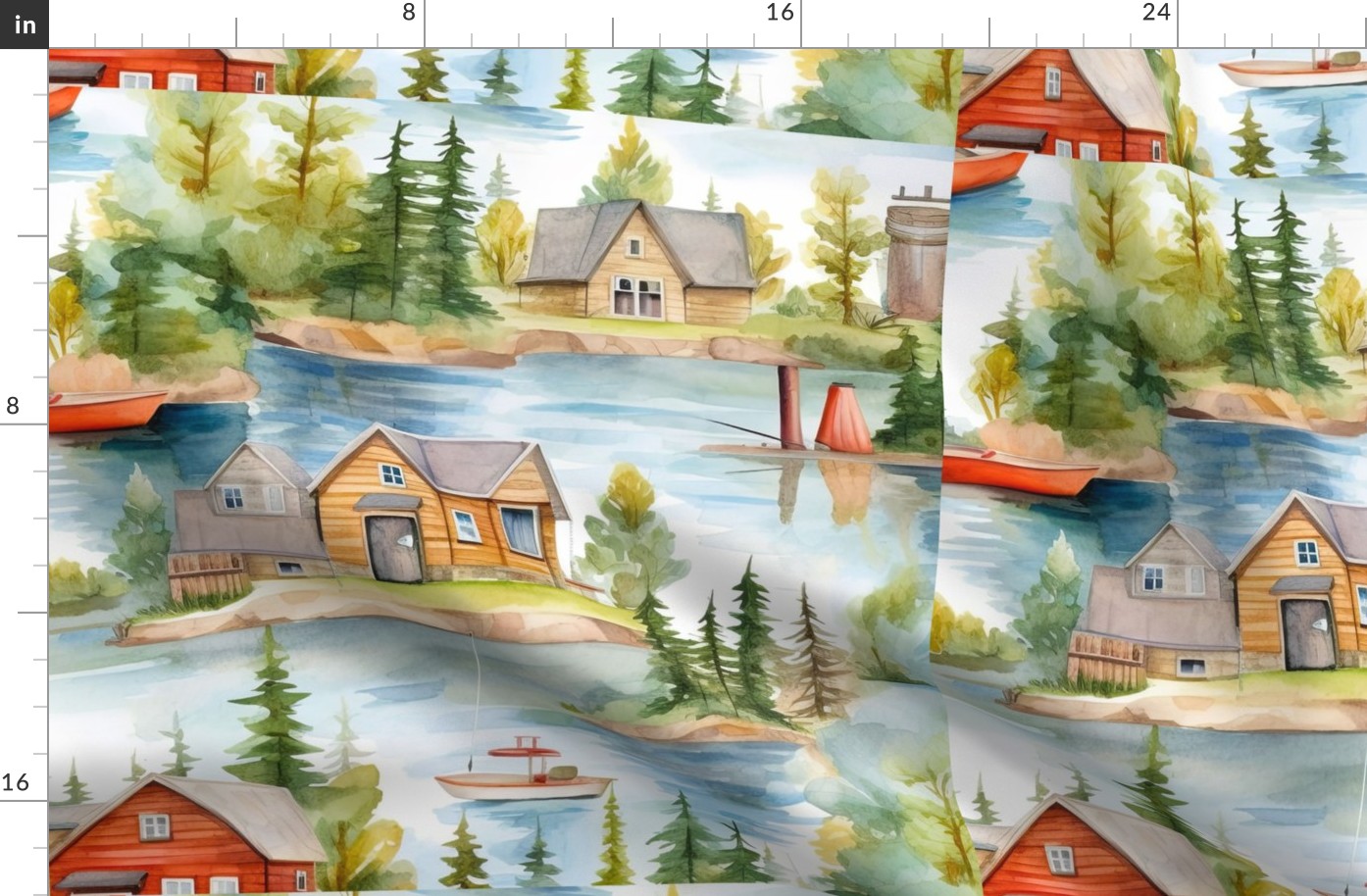 18inch Square -Quilt Square - Lake Life Boating Cabins Lake Houses