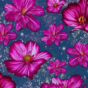 Magenta Cosmos on Blue Speckles