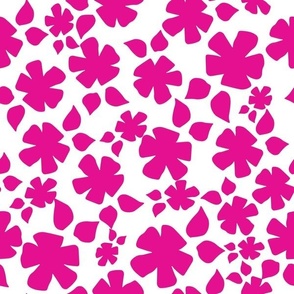 Small Floral Silhouette Dark Pink on White