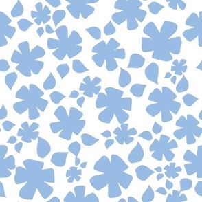 Small Floral Silhouette Light Blue on White