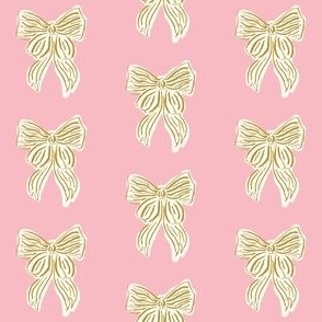 Hand drawn Mustard Coquette Bow on Pink