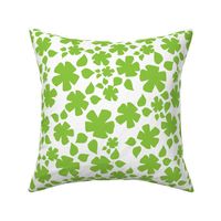 Small Floral Silhouette Lime Green on White