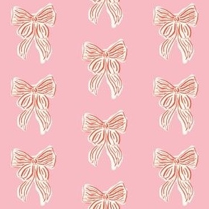 Hand drawn Red Coquette Bow on Pink