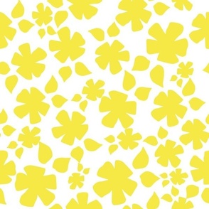 Small Floral Silhouette Yellow on White